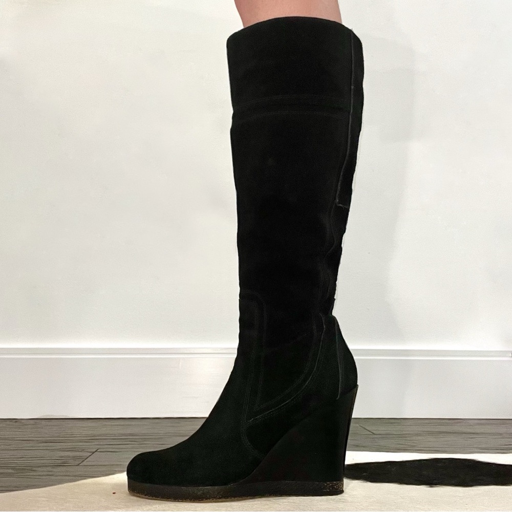 Nine West Vintage America Collection Black Suede Wedge Boots